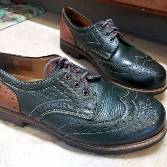 John Fluevog Other - VTG Fluevog Euro Model GREEN 2-Tone Wingtips Shoes